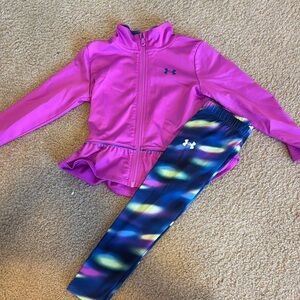 Under Armour Pink Jacket and Colorful Leggings Set
